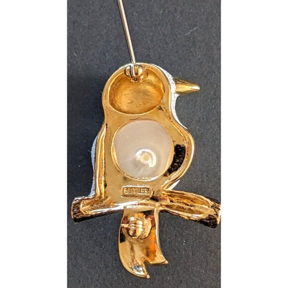 Fifth Avenue Collection Pin Handmade Faux Pearl Glitter Gold Filled SwarowskyEye - Picture 5 of 7